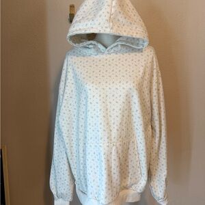 Cozy White Patterned Hoodie Sweater